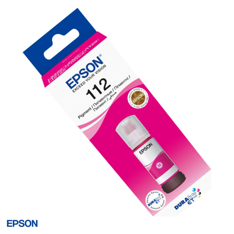 Imprimante - Sticla de cerneala Epson 112 EcoTank, 70 ml, cerneala pigment, randament 6.000 pagini, pentru imprimante EcoTank, magenta, C13T06C34A
