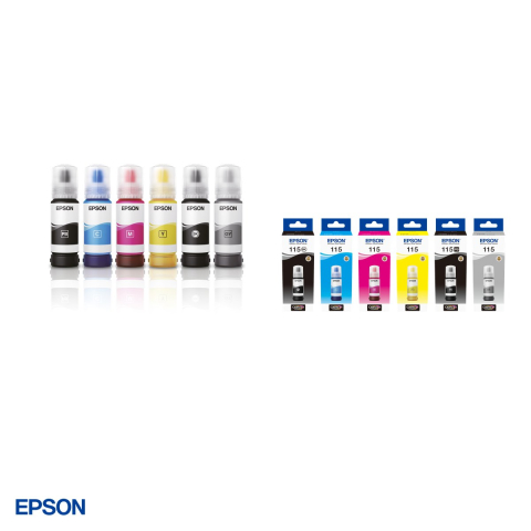 Sticla de cerneala Epson 115 EcoTank, 70 ml, Claria ET Premium, randament 6.200 pagini, pentru L8160 si L8180, negru foto (Photo Black), C13T07D14A [3]