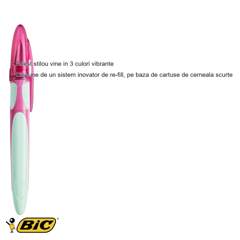 Stilou Bic Easy Click Standard, varf mediu, maner triunghiular ergonomic, pentru scoala si birou [2]