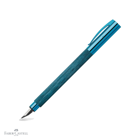Stilouri premium - Stilou Faber-Castell Ambition Blue Wood, penita F, corp din lemn de carpen lacuit, editie limitata