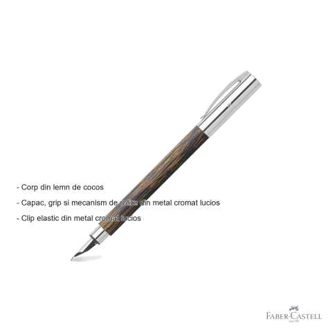 Stilou Faber-Castell Ambition corp din lemn de cocos, penita otel inoxidabil, pentru scriere premium [1]