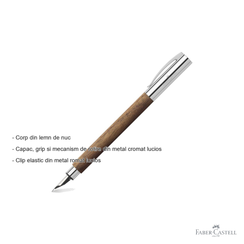 Stilou Faber-Castell Ambition corp lemn de nuc, penita otel inoxidabil, pentru scriere premium [1]