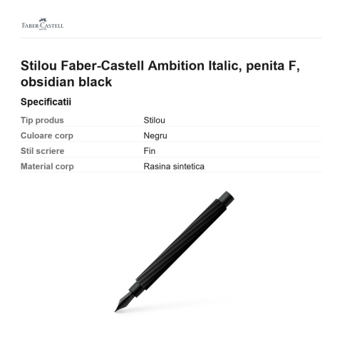 Stilou Faber-Castell Ambition Italic, penita F, obsidian black [2]