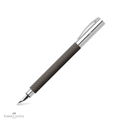 Stilouri premium - Stilou Faber-Castell Ambition OpArt Black Sand, penita otel inoxidabil M, design guilloche, pentru scris premium