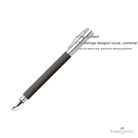 Stilou Faber-Castell Ambition OpArt Black Sand, penita otel inoxidabil M, design guilloche, pentru scris premium [2]