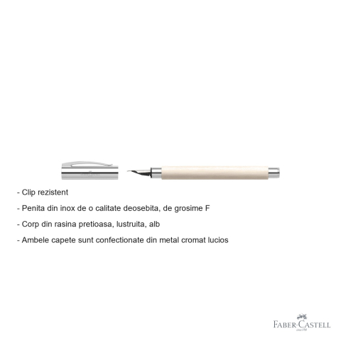 Stilou Faber-Castell Ambition Precious, corp alb din rasina pretioasa, penita inox F, pentru scriere eleganta [1]