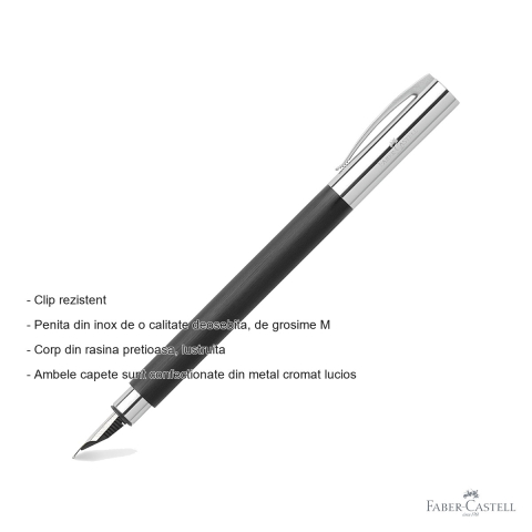 Stilou Faber-Castell Ambition Precious Resin, corp din rasina pretioasa negru, penita inox M, pentru scris premium [1]