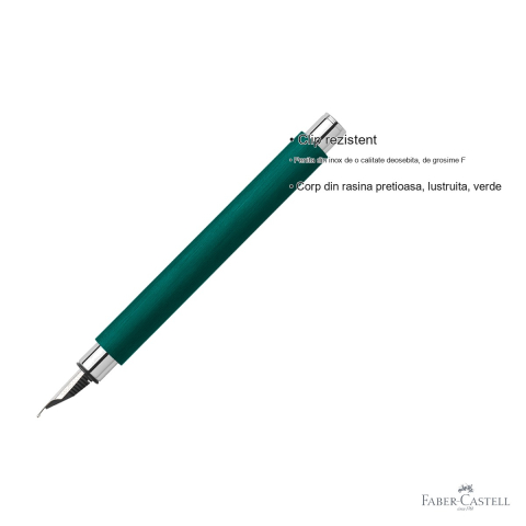 Stilou Faber-Castell Ambition Precious Resin, corp rasina verde, penita inox F, pentru scriere eleganta [2]
