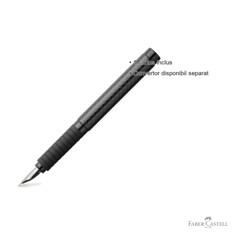 Stilou Faber-Castell Basic Black Carbon, penita otel inoxidabil F, corp fibra de carbon, pentru scris de zi cu zi [2]