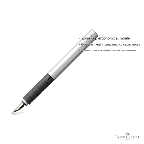 Stilou Faber-Castell Basic Metal Mat, penita EF din otel inoxidabil, pentru scriere de precizie [2]