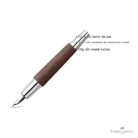 Stilou Faber-Castell e-Motion, corp din lemn de par, penita otel inoxidabil marime M, maro inchis [2]