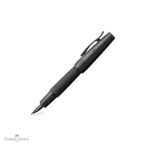 Birotica papetarie - Stilou Faber-Castell e-Motion Pure Black, corp aluminiu gravat guilloche, penita otel inoxidabil, pentru scriere premium