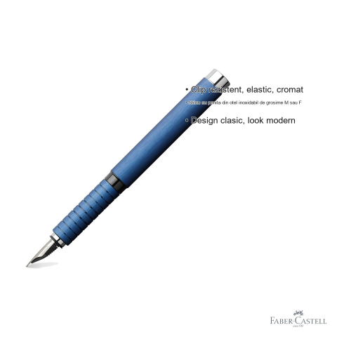 Stilou Faber-Castell Essentio Aluminium, penita din otel inoxidabil, design clasic cu look modern, albastru [2]