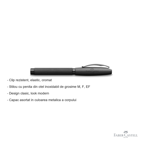 Stilou Faber-Castell Essentio Aluminium, penita din otel inoxidabil, design clasic modern, negru [1]