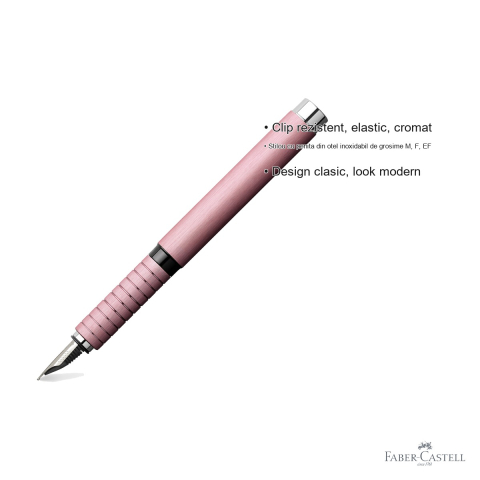 Stilou Faber-Castell Essentio Aluminium Rose, penita EF din otel inoxidabil, design clasic modern [2]