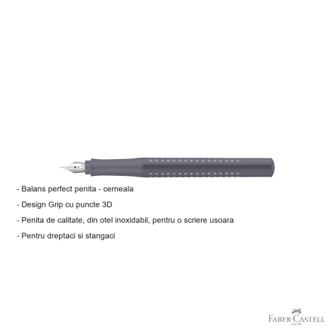 Stilou Faber-Castell Grip 2010, penita din otel inoxidabil, marime M, pentru dreptaci si stangaci [1]