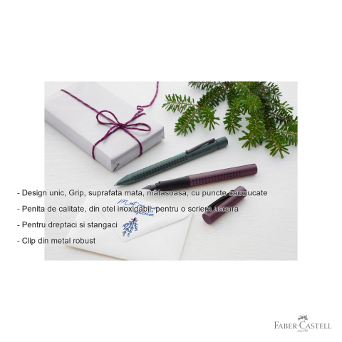 Stilou Faber-Castell Grip 2011 Berry, penita din otel inoxidabil, pentru dreptaci si stangaci [1]