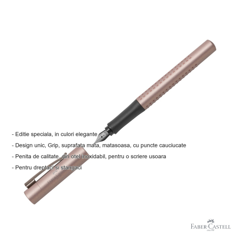 Stilou Faber-Castell Grip 2011 editie speciala cupru rose, penita otel inoxidabil, pentru dreptaci si stangaci [1]