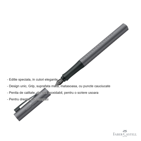 Stilou Faber-Castell Grip 2011 editie speciala gri antracit, penita fina din otel inoxidabil, pentru dreptaci si stangaci [1]