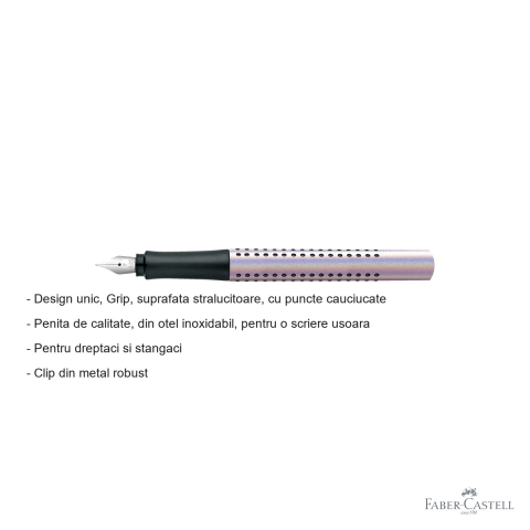 Stilou Faber-Castell Grip 2011 Glam Pearl, penita din otel inoxidabil, pentru dreptaci si stangaci [1]