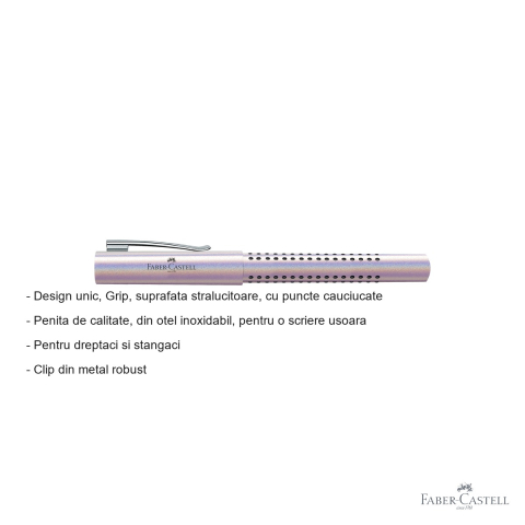 Stilou Faber-Castell Grip 2011 Glam Pearl, penita otel inoxidabil, pentru dreptaci si stangaci [1]