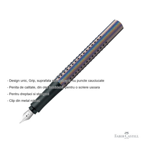 Stilou Faber-Castell Grip 2011 Glam Silver, penita otel inoxidabil, pentru dreptaci si stangaci [1]