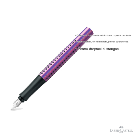 Stilou Faber-Castell Grip 2011 Glam Violet, penita otel inoxidabil, pentru dreptaci si stangaci [2]