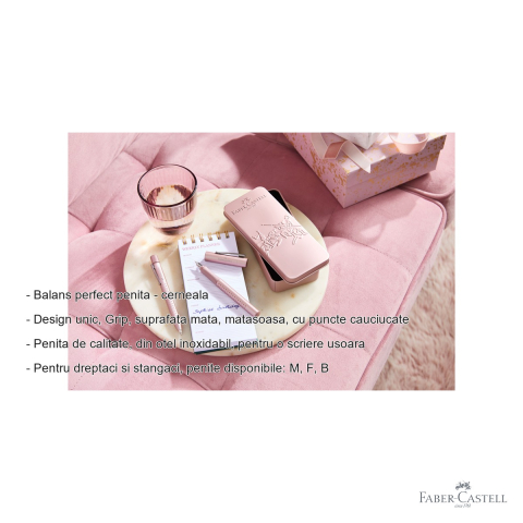 Stilou Faber-Castell Grip 2011 Rose Pal 2024, penita inox marimea M, pentru dreptaci si stangaci [1]