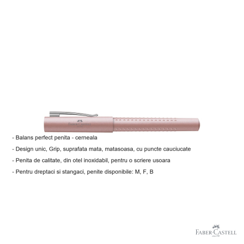 Stilou Faber-Castell Grip 2011 Rose Pal, penita B, suprafata mata cu grip cauciucat, pentru dreptaci si stangaci [1]