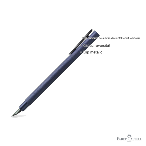 Stilou Faber-Castell Neo Slim Aluminium, penita F din otel inoxidabil, corp metalic albastru, pentru profesionisti [2]