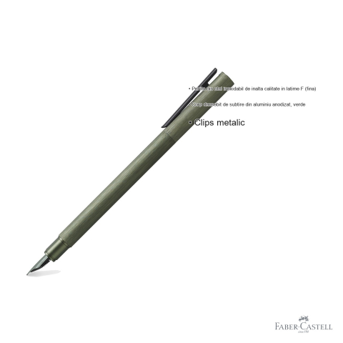 Stilou Faber-Castell Neo Slim, corp subtire din aluminiu anodizat verde, penita fina din otel inoxidabil [2]