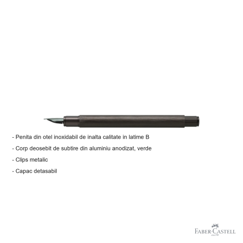 Stilou Faber-Castell Neo Slim din aluminiu anodizat negru, penita B din otel inoxidabil, pentru profesionisti [1]