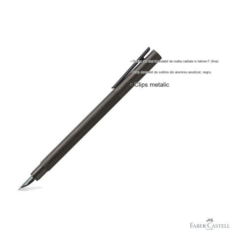 Stilou Faber-Castell Neo Slim din aluminiu anodizat negru, penita fina F, pentru profesionisti [2]