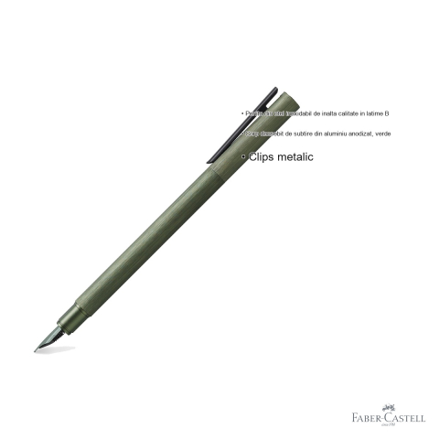 Stilou Faber-Castell Neo Slim din aluminiu anodizat verde, penita B din otel inoxidabil, pentru profesionisti [2]