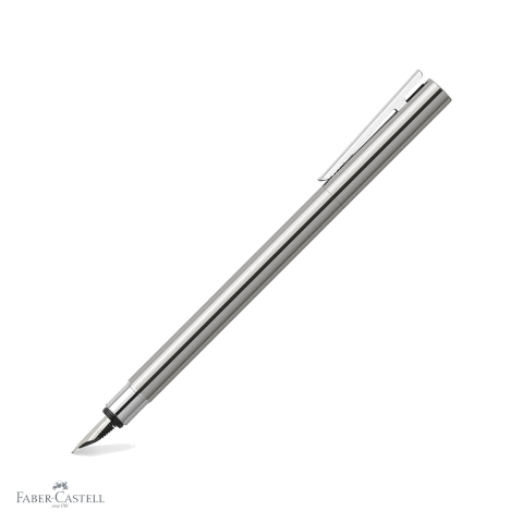 Stilouri premium - Stilou Faber-Castell Neo Slim Metal, corp subtire lucios cromat, penita din otel inoxidabil, pentru profesionisti
