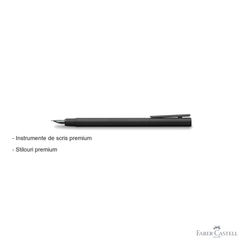 Stilou Faber-Castell Neo Slim Metal, corp subtire negru lacuit, penita otel inoxidabil, pentru profesionisti [1]