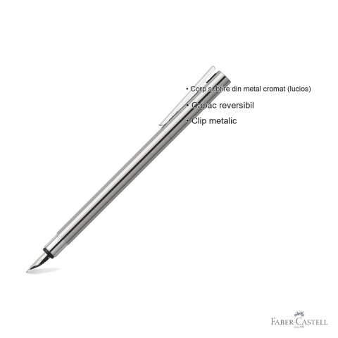 Stilou Faber-Castell Neo Slim Metal lucios, penita EF din otel inoxidabil, pentru scriere premium [2]