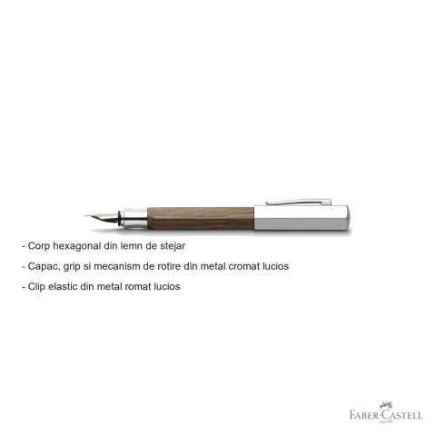 Stilou Faber-Castell Ondoro din lemn de stejar, penita otel inoxidabil, corp hexagonal, pentru scriere de calitate [1]