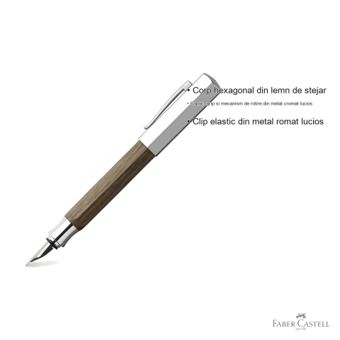 Stilou Faber-Castell Ondoro din lemn de stejar, penita otel inoxidabil, corp hexagonal, pentru scriere premium [2]