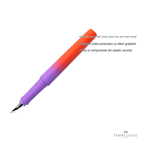 Stilou Faber-Castell Poly Pen Flow, varf M, culoare violet-portocaliu gradient, din plastic reciclat [2]