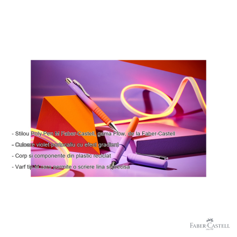 Stilou Faber-Castell Poly Pen Flow, varf M, culoare violet-portocaliu gradient, din plastic reciclat [1]