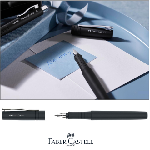 Stilou Faber-Castell Poly Pen Negru cu Penita M din Otel, Grip Ergonomice, pentru Scris Zilnic, Birou, Jurnale [2]