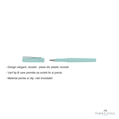 Stilou Faber-Castell Poly Pen, varf B, culoare bleu Caraibe, pentru scriere lina si precisa [1]