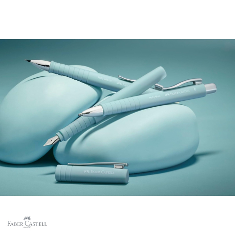 Stilou Faber-Castell Poly Pen, varf F, culoare bleu Caraibe, grip anti-alunecare, pentru scriere precisa [3]