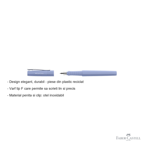 Stilou Faber-Castell Poly Pen, varf F, culoare lila iris, din plastic reciclat, pentru scris elegant [1]