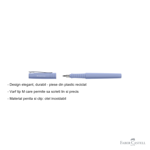 Stilou Faber-Castell Poly Pen, varf M, culoare lila iris, din materiale reciclate, pentru scris elegant [1]