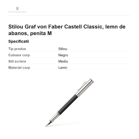 Stilou Graf von Faber Castell Classic, lemn de abanos, penita M [2]