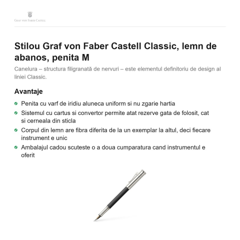 Stilou Graf von Faber Castell Classic, lemn de abanos, penita M [1]