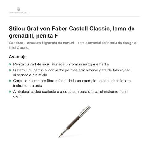 Stilou Graf von Faber Castell Classic, lemn de grenadill, penita F [1]