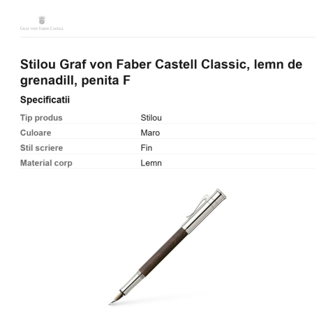 Stilou Graf von Faber Castell Classic, lemn de grenadill, penita F [2]
